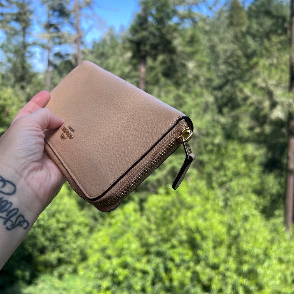 COACH Long Zip-Around Wallet Tan Pebble Leather with Gold Hardware AUTHENTIC - Picture 6 of 11